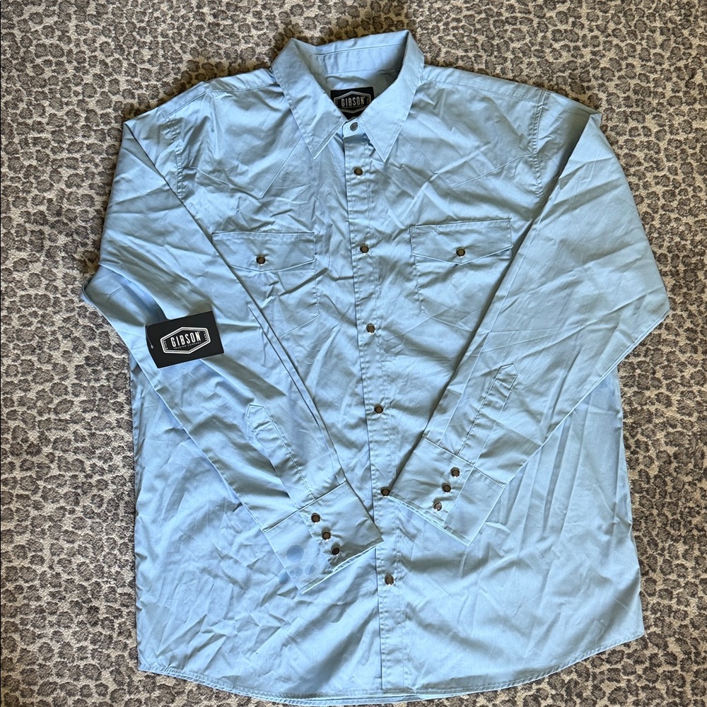 Gibson Light Blue Men's Snap-Front Western Shirt size XL NEW W/ Tags